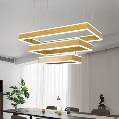 

Baycheer HL487618 Tiered Rectangular Height Adjustable 48W 1575" Wood Linear ChandelierWhite Light