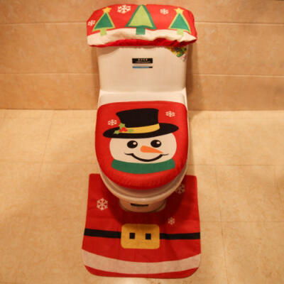 

Christmas Xmas Decoration Warm Soft Comfy Toilet Seat Cover Set Santa Snowman