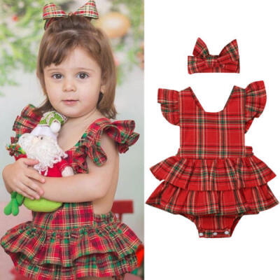 

UK Newborn Infant Baby Girl Ruffle Romper Dress Bodysuit 2pcs Outfit Clothes Set