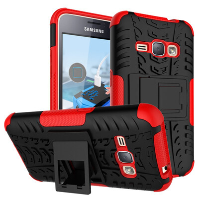 

Fivice Samsung J1 2016 Case TPU anti-fall tire pattern back clip bracket phone case