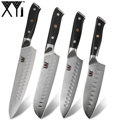 

XYj 4pcs Damascus Steel Knives Set VG10 Sharp Blade Non-slip Handle Knives Cooking Tools