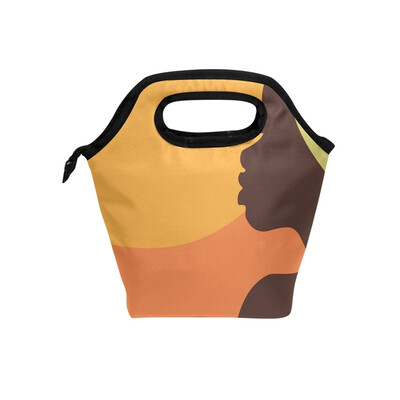 

Lunch Bag Tote Bag African American Woman Travel Picnic Organizer Lunch Holder Handbags Lunch Bag Box for Office