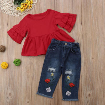 

2pcs Kids Baby Girls Outfits Casual T-shirt Tops Long Pants Leggings Clothes Set