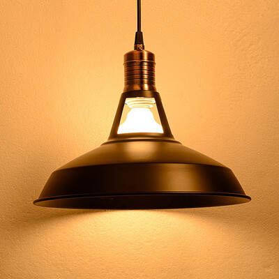 

Vintage Style Satin Black Finish 1-Bulb Hanging Lamp with Brushed Steel Lamp Socket for Warehouse Cafeteria