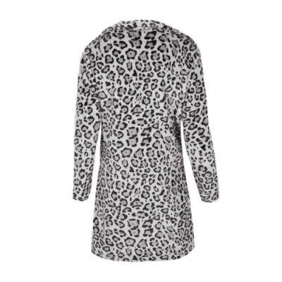 

Womens Winter Leopard Fluffy Fleece Jacket Coat Cardigans Hooded Jumper Tops