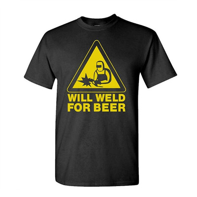 

Will Weld for Beer Funny Mechanic Alcohol - Mens Cotton T-Shirt