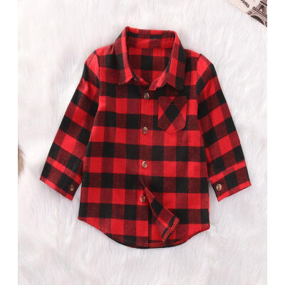 

Cute Baby Kids Boys Girls Long Sleeve Shirt Plaids Checks Tops Blouse Clothes AU