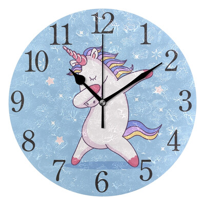

Wall Clock Dancing Unicorn Round Wall Clock Arabic Numerals Design