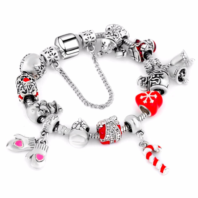 

Pandora Style 2018 Snowflake Charm Bracelet For Women DIY Crystal Beads fit Bracelets & Bangles Jewelry Christmas Gift
