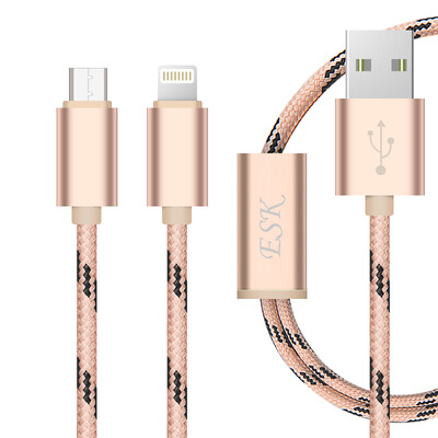 

BIAZE Apple 876 data line 12 meters Tuhao gold one drag two mobile phone charger line power cord support iphone5 6s 7P 8 Xipad mini Andrews S4