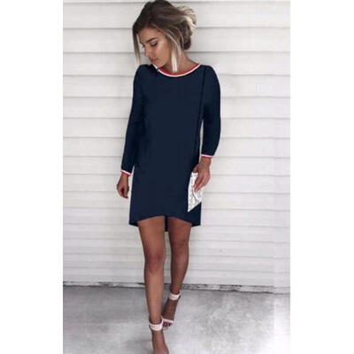 

Womens Summer Blouse Top Long Sleeve Ladies Casual Tee T-Shirt Dress Loose Tops