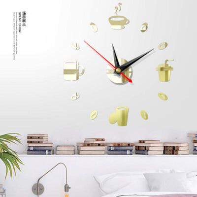 

Home decor large mirror sticker wall clock modern design 3D DIY wall clock watch
