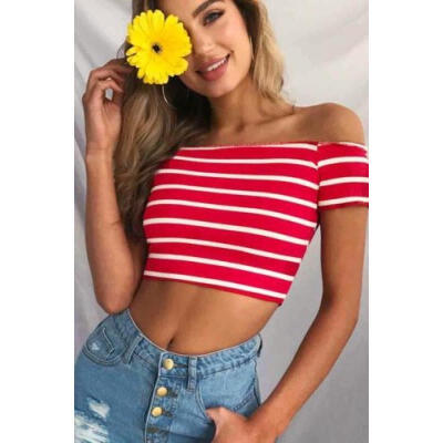 

Womens Summer Casual Tank Tops Vest Blouse Off Shoulder Crop Tops T-Shirt