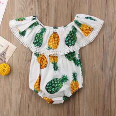 

Newborn Baby Girls Print Lace Off Shoulder Romper Jumpsuit Outfits Clothes 0-2T