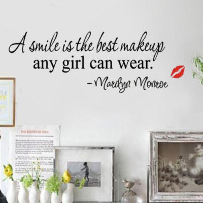 

Simple Quote A smile is the best makeup Removable Wall Sticker Home Decor Decal