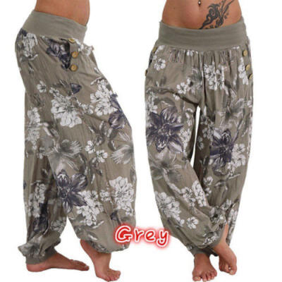 

USA Womens Floral Casual Pants High Waist Wide Leg Loose Sport Palazzo Trousers