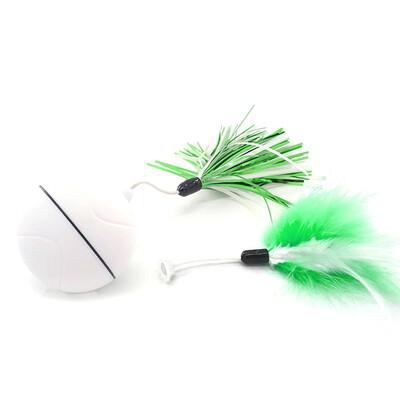 

LED Cat Ball USB Rechargeable Interactive Cat Toy Electric Automatic Rolling Ball Pet Toys with Detachable Feather