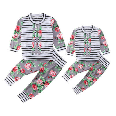 

Fashion Toddler Baby Boy Girl Clothes Outfits Casual Floral Tops Long Pants Set