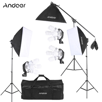 

Andoer Studio Photo Video Lighting Kit with 12 45W Bulb 3 4in1 Bulb Socket 3 Softbox 3 Light Stand 1 Cantilever