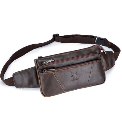 

BULLCAPTA 2018 New style Genuine Leather malle Waist Packs Fanny Pack Phone Belt bag Pouch Gray Black Bum Hip Bag bag belt pack