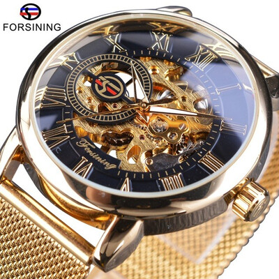 

Forsining Hand Winding Mechanical Watch Fashion Design Silver Stainless Steel Band Casual Wrist Watch Luminous Hands