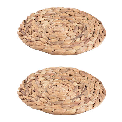 

UpperX 2pc Natural Water Hyacinth Weave Placemat Round Braided Rattan Tablemats Placemat