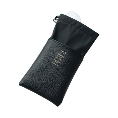 

Simple Eyeglasses Pouch Joint Leather Case Portable Drawstring Eyewear Holder Bag