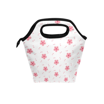 

Lunch Tote Bag Pink Flower 1 Travel Picnic Insulated Lunch Handbags Portable Zipper Lunch Bag Box