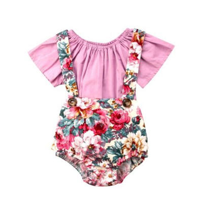 

2Pcs Kids Baby Girls Romper Bodysuit Suspender Pants Overalls Clothes Outfits