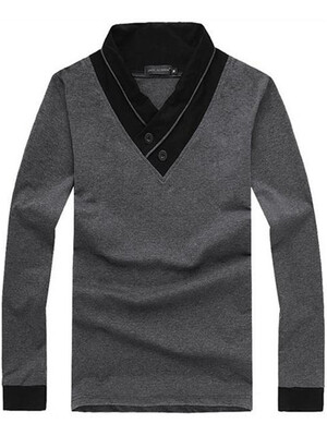

Long Sleeve Cotton V Neckline Mans T-Shirt