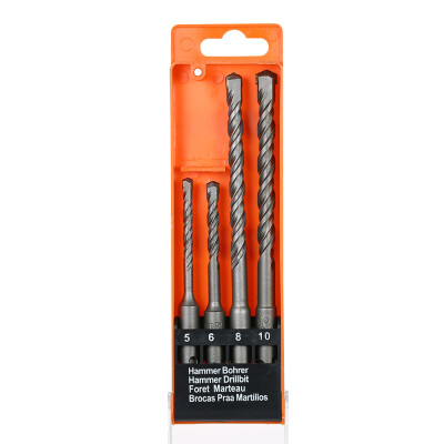 

4PCS 5-10mm Hammer Drills Bit Set 2 Pits 2 Slots SDS Round Shank Concrete Brick Tile Wall Drill Bits with Surface Heat Treatment 5