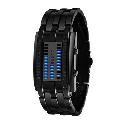 

Luxury Mens Women Black Stainless Steel Date Digital LED Bracelet Sport Watches