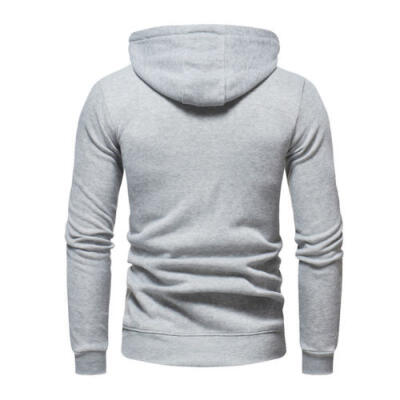 

Men Fleece Plain Hoodie Sweatshirt Hooded Pull Over Casual Gym Adult Top