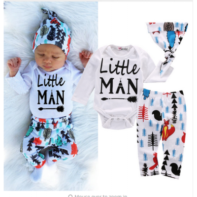 

Newborn Baby Cute Girls Clothes Tops Romper Pants Leggings Hat Outfits 3PCS Set