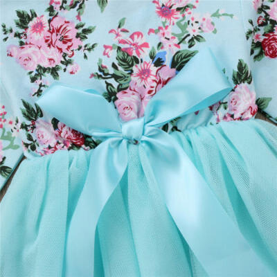 

Newborn Baby Girls Long Sleeve Flower Party Pageant Tulle Dresses Clothes 0-18M