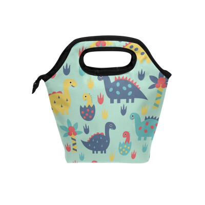 

Lunch Tote Bag Colorful Dinosaur Travel Picnic Insulated Lunch Handbags Portable Zipper Lunch Bag Box