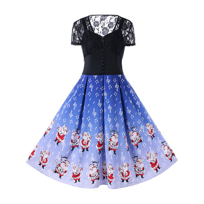 

Christmas Sheer Santa Claus Swing Dress