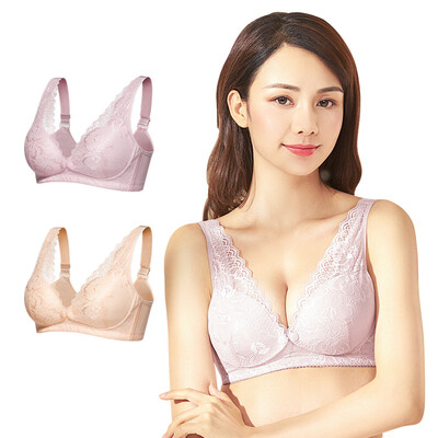 

Child first breastfeeding bra gathered without steel ring pregnant women pregnant bra breastfeeding lace section light purple B85