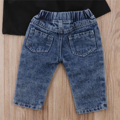 

Newborn Kid Baby Girls Off Shoulder Tops Denim Long Pants Outfits Set Clothes UK