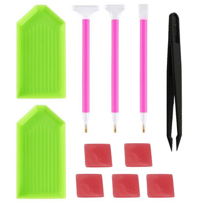 

Pack of 11 5D Diamond Painting Tools Kit Point Drill Pen Glue Plastic Tray Tweezers Diamond Cross Stitch Embroidery Accessor