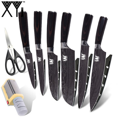 

XYj Beauty pattern Blade Stainless Steel Kitchen Knife Acessories Set Scissor&Electric Knife Sharpener