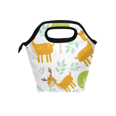 

Lunch Bag Cute Deers Tote Travel Picnic Insulated Handbags Portable Zipper Lunch Bag Box