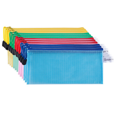 

GuangBo Zipper File Bags, Pack of 12, Random Color Delivery, Water-resistant PVC Bag Storage Organizer Document Receipts