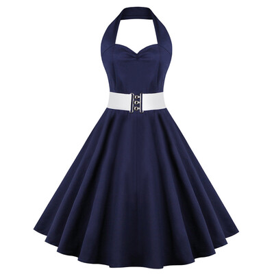 

Retro Halter Sweetheart Neck Ball Party Skater Dress