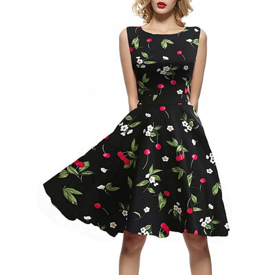 

Womens Vintage 1950s Floral Spring Garden Rockabilly Swing Prom Party Cocktail Dress
