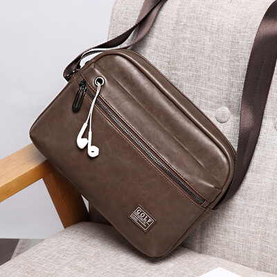 

Golf GOLF Shoulder Bag Mens Soft Leather Crossbody Retro Postman Mens Bag D8BV42844J Brown