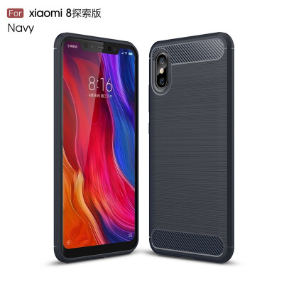 

Fivice Xiaomi Mi 8 Exploratory Edition case Luxury brushed carbon fiber TPU soft shell