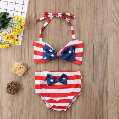 

UK Baby Girl Stripe Summer Swimwear Bikini Tankini Swimsuit Swimming Costume 2pc