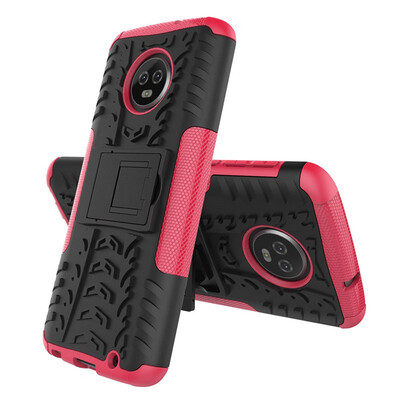 

Fivice Motorola Moto G6 Plus 2018 Case TPU anti-fall tire pattern back clip bracket phone case