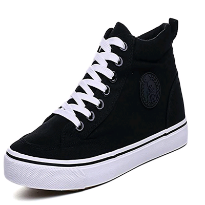 

IDIFU Mens Casual Round Toe High Top Sportive Lace Up Flat Sneakers Canvas Shoes